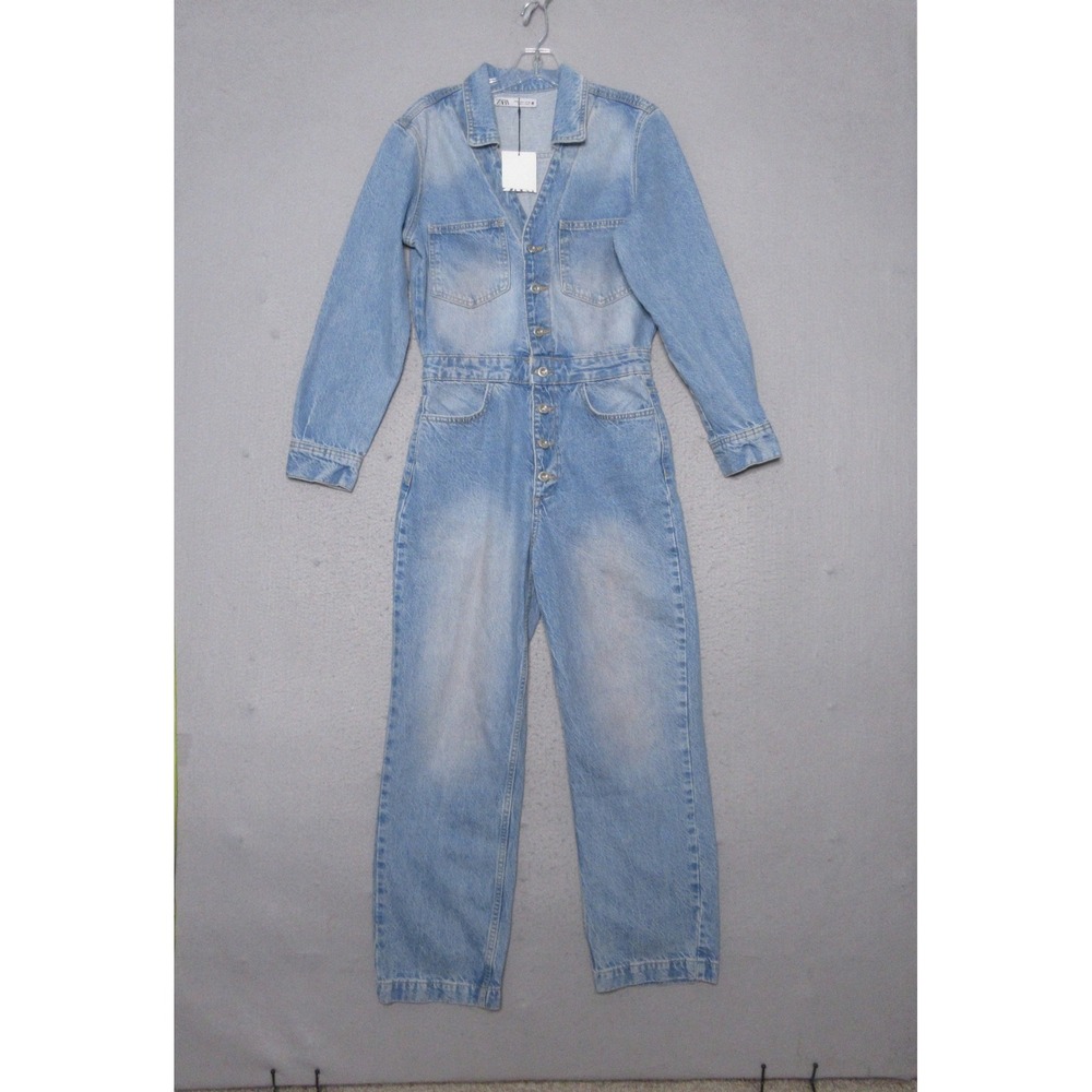 Light Wash Denim Jumpsuit - Women's Long Sleeve